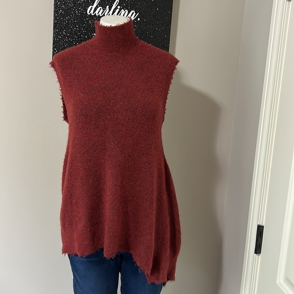 31 Phillip Lim Red Brick Belted Wool Turtleneck Sleeveless Sweater Yak sz XS - Picture 3 of 11